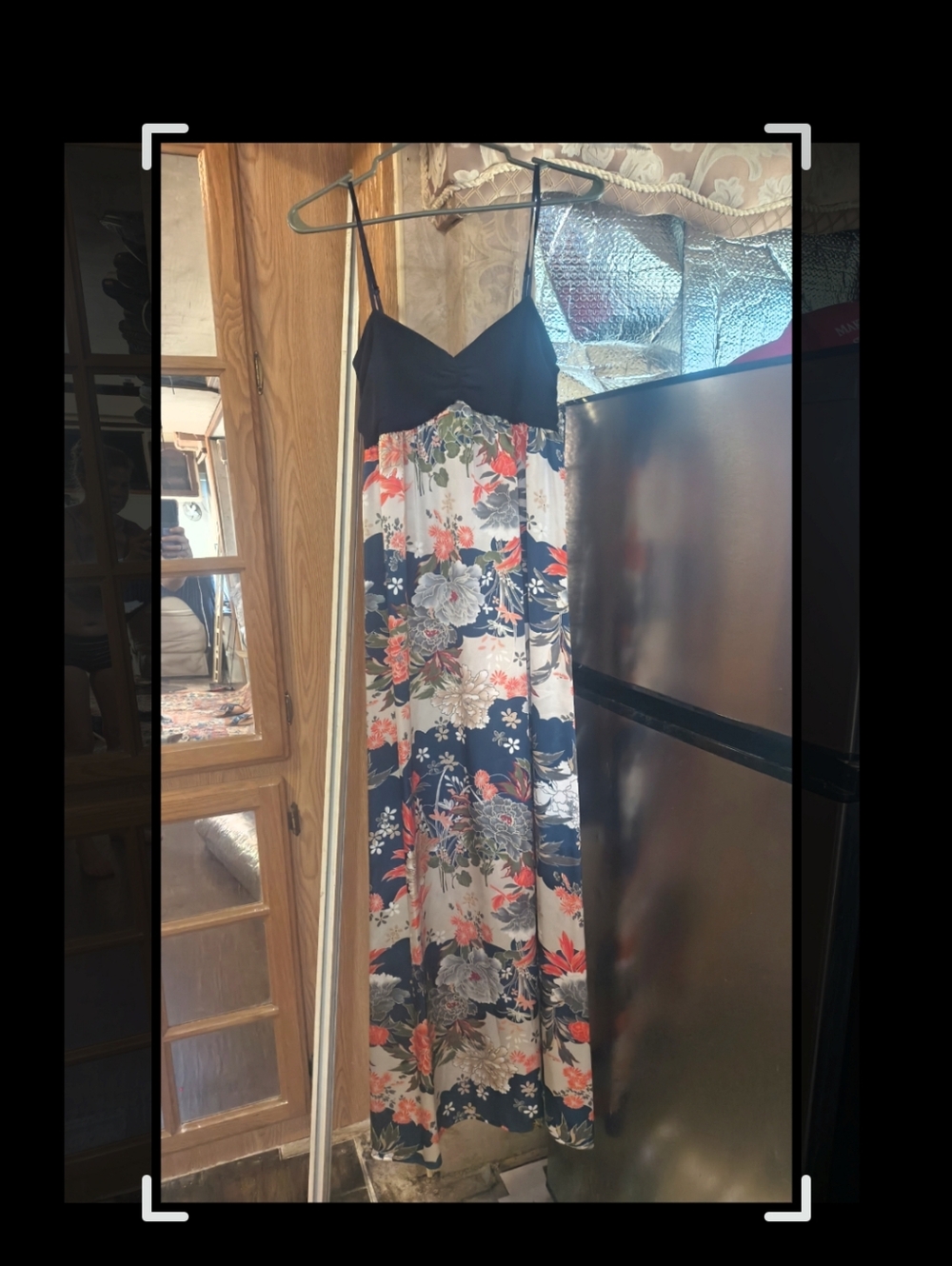 Floral Maxi Sundress with Navy Bodice